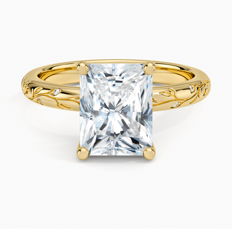 Verdure Engraved Diamond Solitaire Ring