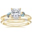 18K Yellow Gold Camellia Indigo Milgrain Ring with Alena Diamond Ring