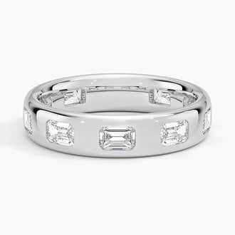 Chloe Flush Set Emerald Cut Lab Diamond 4.5mm Ring in Platinum