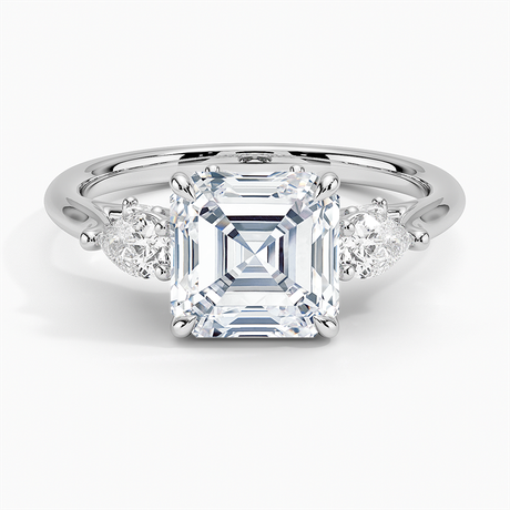 18K White Gold Secret Garden Gallery Three Stone Diamond Ring