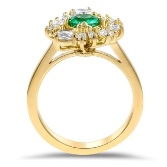 Custom Emerald and Rose Cut Diamond Antique Inspired Ring