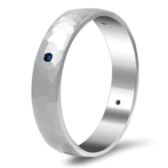 Custom Everest Ring with Flush-Set Blue Sapphires