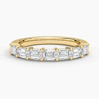 Grace Seven Stone East-West Lab Emerald Diamond Ring (1 ct. tw.) in 14K Yellow Gold