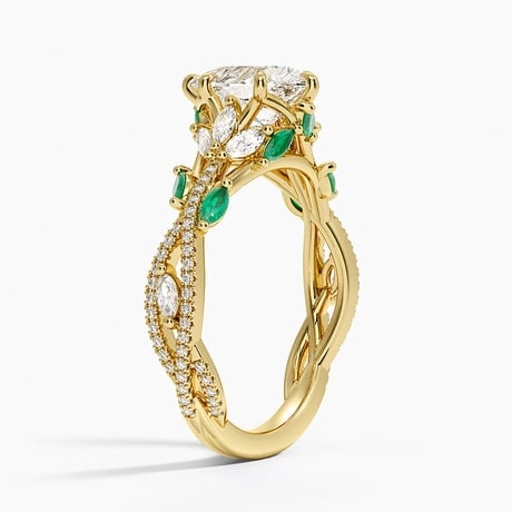 Luxe Secret Garden Lab Emerald and Diamond Ring