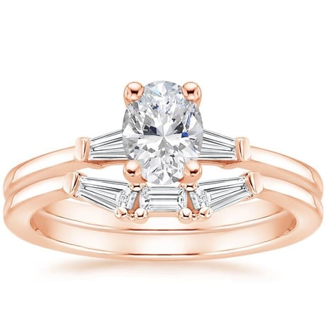 14K Rose Gold Tapered Baguette Diamond Bridal Set