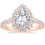 14K Rose Gold Sienna Halo Half Coverage Diamond Ring, smalltop view