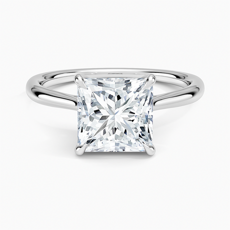 18K White Gold Freesia Cathedral Solitaire Ring