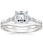 18K White Gold Nadia Diamond Ring with Petite Curved Wedding Ring