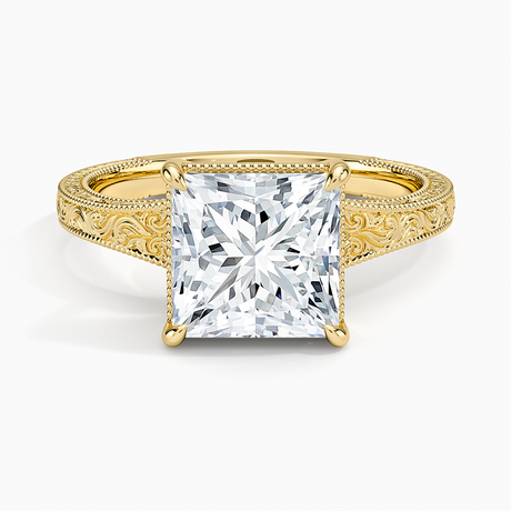Tapered Elsie Engraved Solitaire Ring