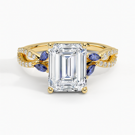 18K Yellow Gold Luxe Willow Sapphire and Diamond Ring (1/8 ct. tw.)