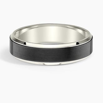 Merle Black 6mm Wedding Ring in 18K White Gold