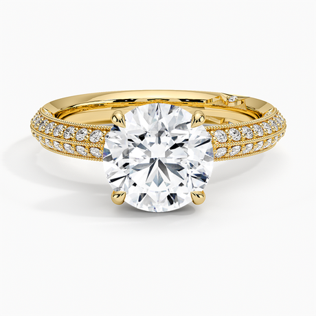 18K Yellow Gold Tacori Sculpted Crescent Knife Edge Diamond Ring