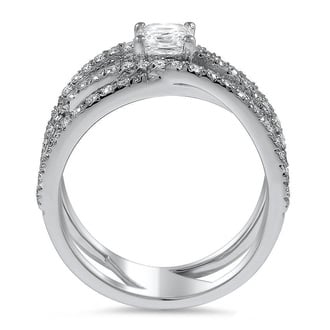 Custom Criss Cross Asscher Cut Diamond Ring