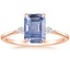 14K Rose Gold Petite Cometa Three Stone Diamond Ring, smalltop view