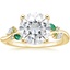 14K Yellow Gold Arden Diamond Ring with Lab Emerald Accents, smalltop view