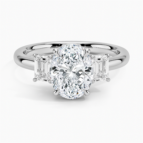 18K White Gold Rhiannon Emerald Cut Three Stone Diamond Ring (1/2 ct. tw.)