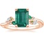 14K Rose Gold Arden Diamond Ring with Lab Emerald Accents, smalltop view