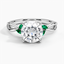 18K White Gold Willow Ring With Lab Emerald Accents, smalltop view
