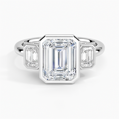 Platinum Rhiannon Bezel Three Stone Diamond Ring