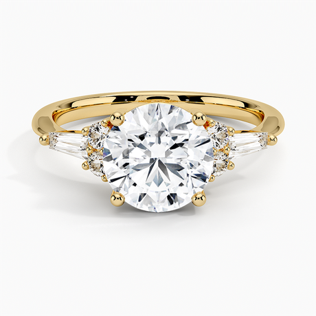 Round and Tapered Baguette Engagement Ring