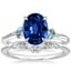 14K White Gold Camellia Indigo Milgrain Ring with Yvette Diamond Ring