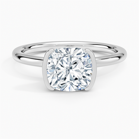 18K White Gold Annika Half Bezel Solitaire Ring