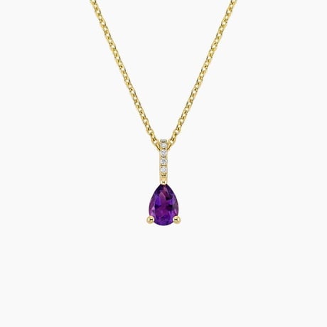 Amethyst and Diamond Birthstone Pendant Necklace