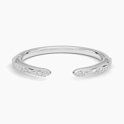 Camellia Milgrain Diamond Open Ring in 18K White Gold | Brilliant
