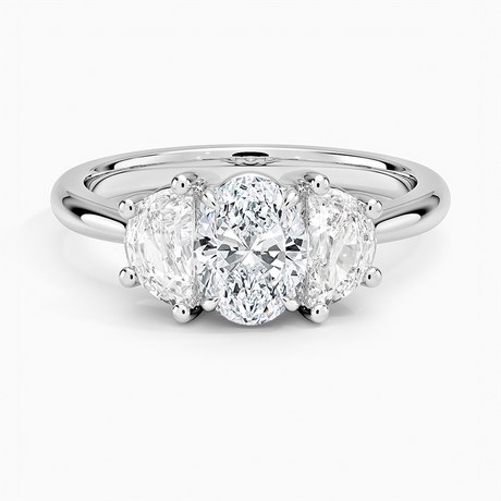 Half Moon Three Stone Diamond Ring