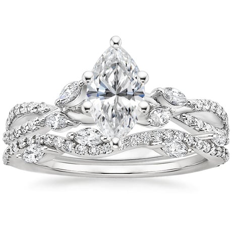 18K White Gold Luxe Willow Diamond Ring (1/4 ct. tw.) with Luxe Winding Willow Diamond Ring (1/4 ct. tw.)