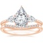 14K Rose Gold Opera Diamond Ring with Petite Curved Diamond Ring (1/10 ct. tw.)