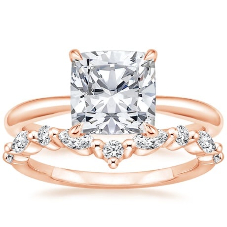 14K Rose Gold Freesia Ring with Curved Versailles Diamond Ring