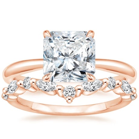 14K Rose Gold Freesia Ring with Curved Versailles Diamond Ring