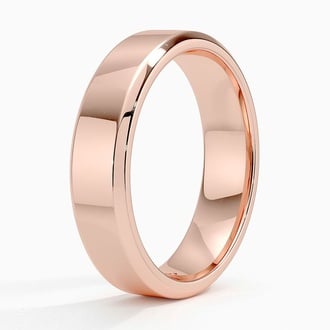 Beveled Edge 5.5mm Wedding Ring in 14K Rose Gold