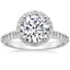 18K White Gold Halo Diamond Ring with Side Stones (1/3 ct. tw.), smalltop view