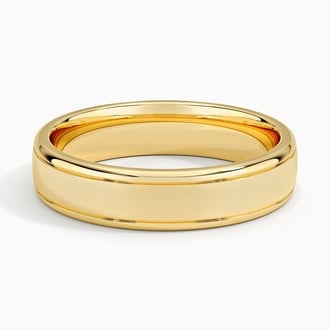 Beveled Edge High Polish with Grooves 5mm Wedding Ring