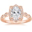 14K Rose Gold Cadenza Halo Diamond Ring, smalltop view