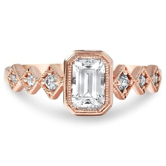 Custom Geometric Emerald Cut Diamond Ring
