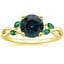 18K Yellow Gold Willow Ring With Lab Emerald Accents, smalltop view