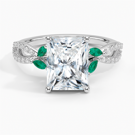 Luxe Willow Lab Emerald and Diamond Ring (1/8 ct. tw.)