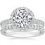 18K White Gold Luxe Sienna Halo Diamond Ring (3/4 ct. tw.) with Luxe Amelie Diamond Ring (1/2 ct. tw.)