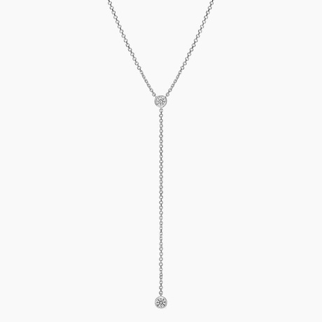 Lab Diamond Bezel Lariat Necklace