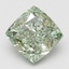 3.04 Ct. Fancy Vivid Green Cushion Lab Grown Diamond