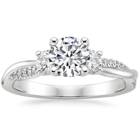 18K White Gold Three Stone Petite Twisted Vine Diamond Bridal Set (1/2 ct. tw.)