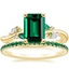 18K Yellow Gold Arden Diamond Ring with Lab Emerald Accents with Luxe Ballad Emerald Ring