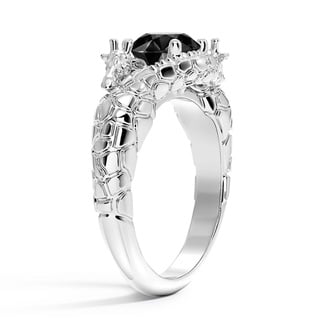 Custom Giraffe-Inspired Black Diamond Ring
