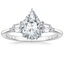 18K White Gold Bullet Shape Three Stone Diamond Ring, smalltop view