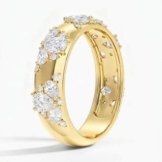 Mosaic Lotus Pear and Round Lab Diamond Ring in 18K Yellow Gold