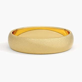 Sandblast Comfort Fit 5mm Wedding Ring in 18K Yellow Gold