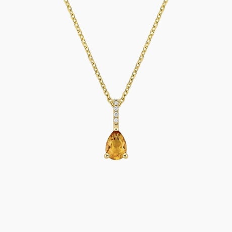 Citrine and Diamond Birthstone Pendant Necklace